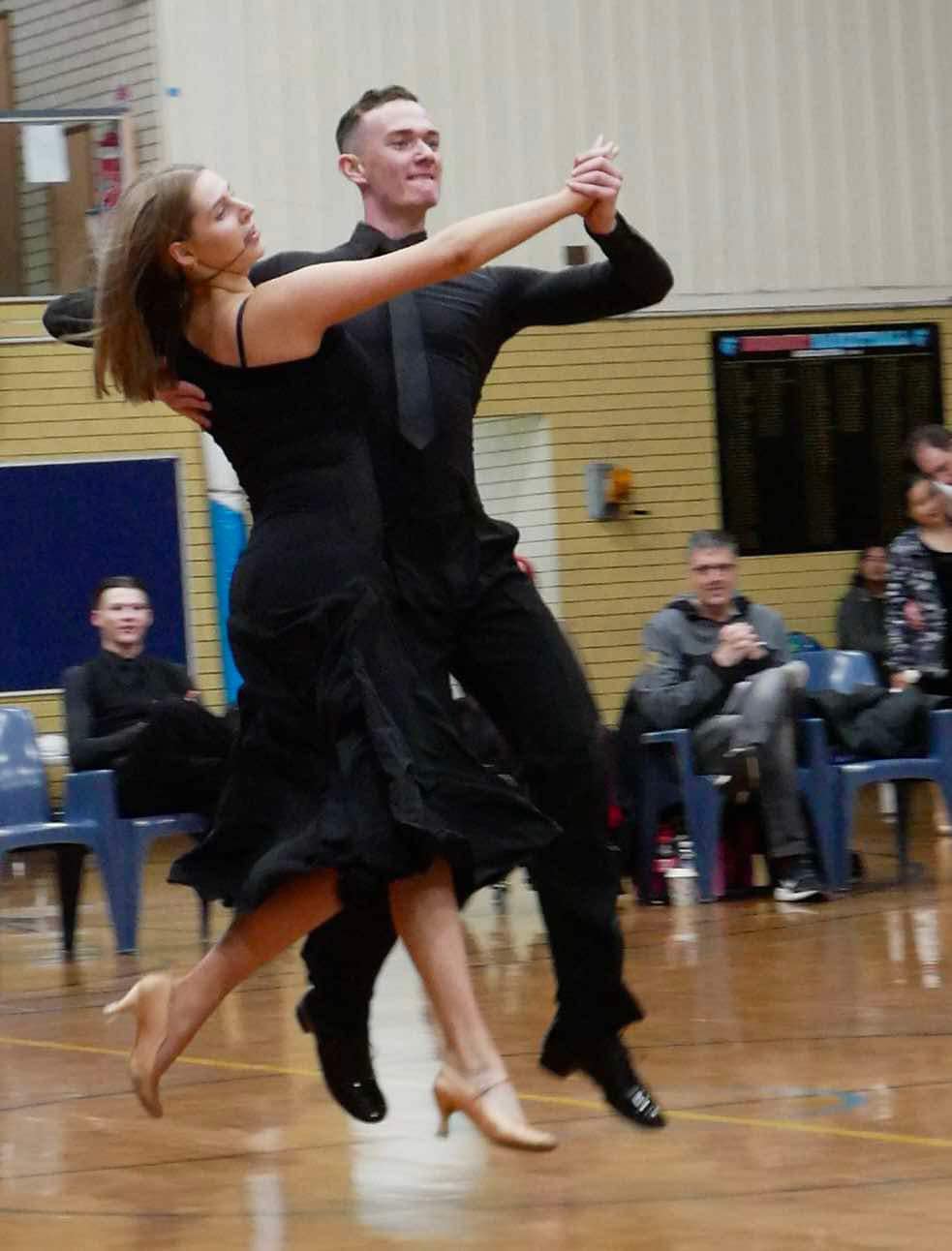 Charlee Hockman and Alister Herrmann performing at the 2024 Para DanceSport Competition
