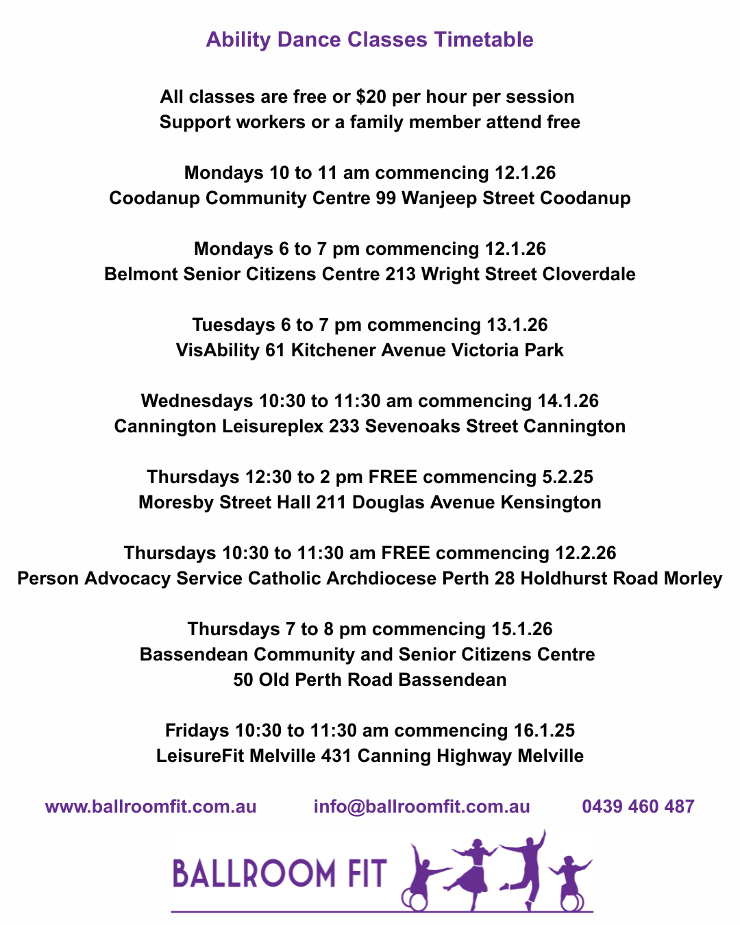 Ability Dance Classes Commencing 2026